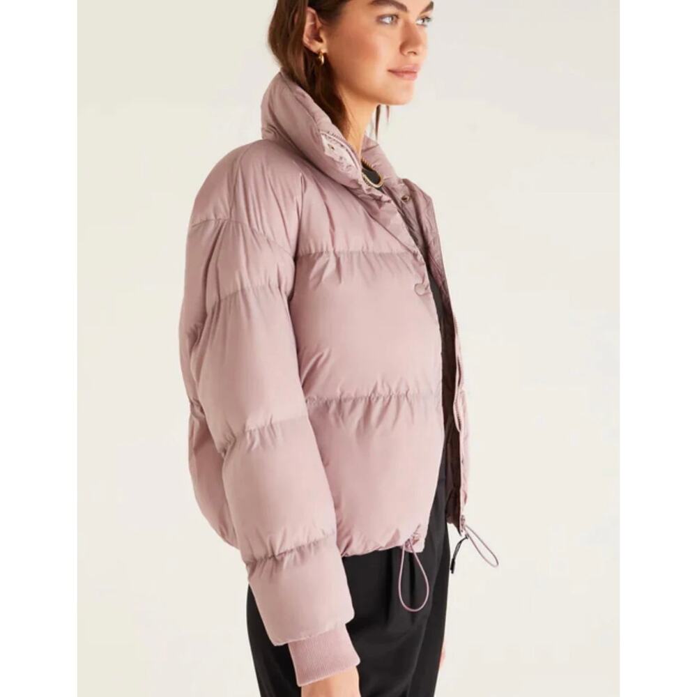 Z Supply Parker Puffer Cropped Jacket Mauve Purple Medium Pink Coat Winter